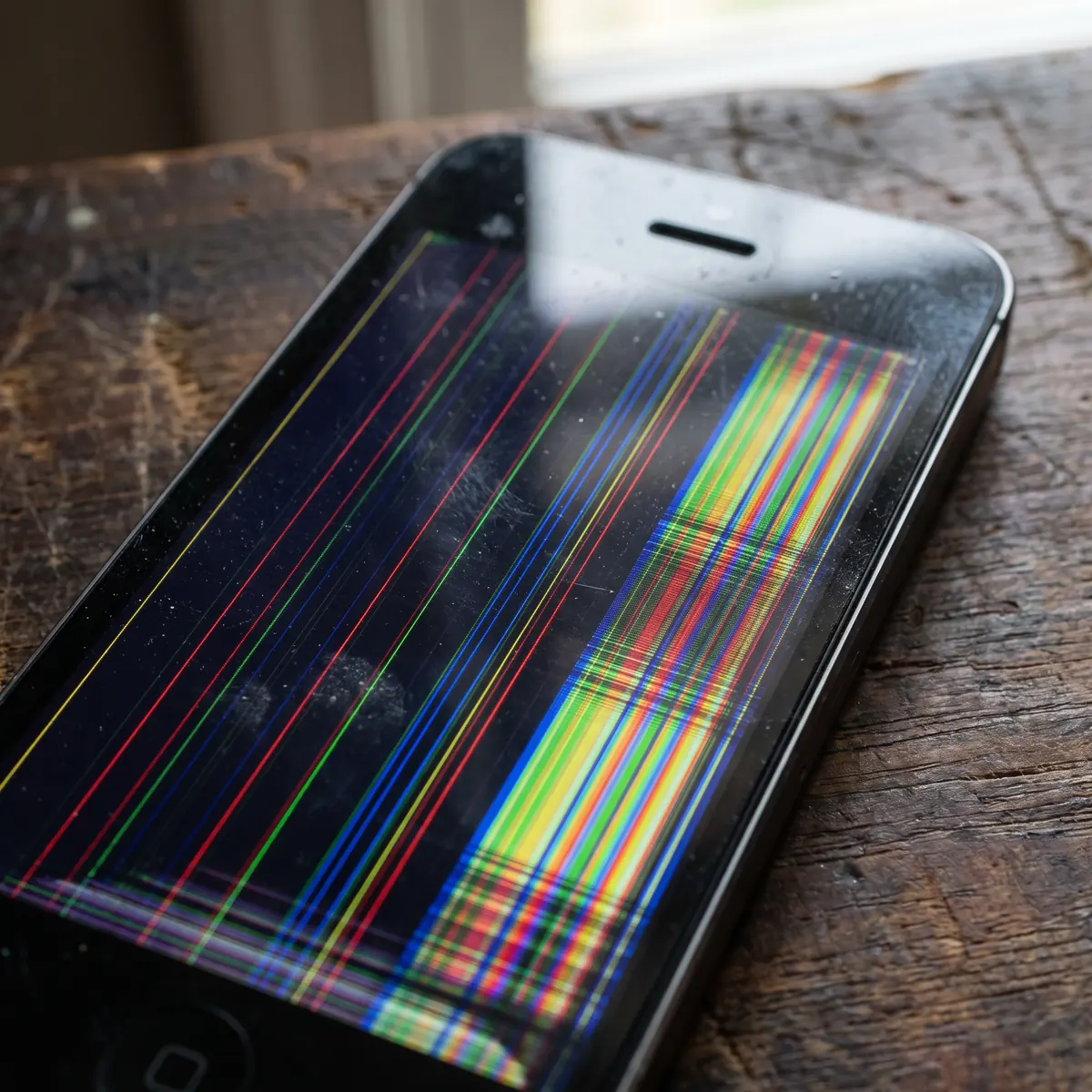 Pantalla con líneas verticales de color