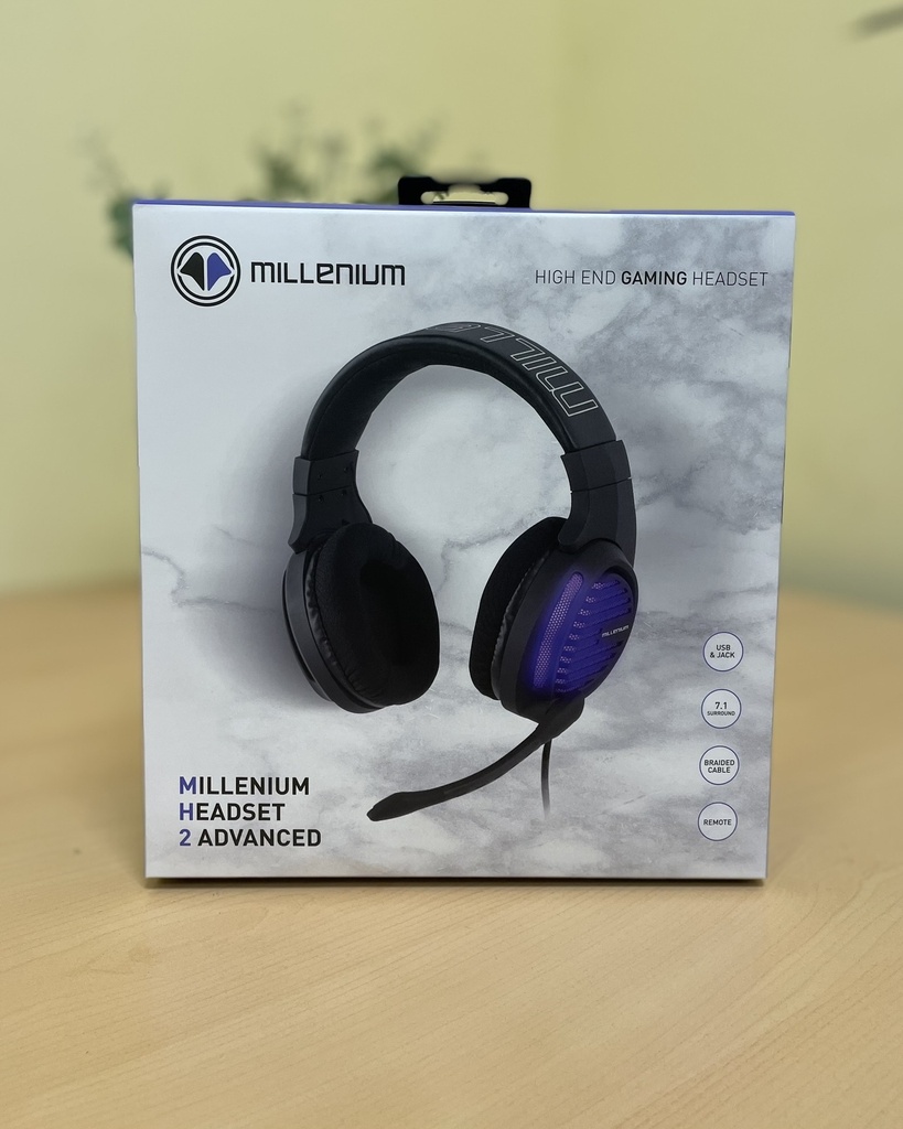 Millenium MH2 - Auriculares gaming advanced para PC con cable de 2,2m, conexión USB, 20 ohmnios, retroiluminado, orejeras aireadas